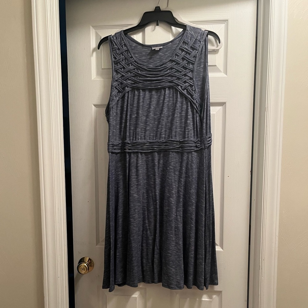 Avenue Blue Textured Sleeveless Dress